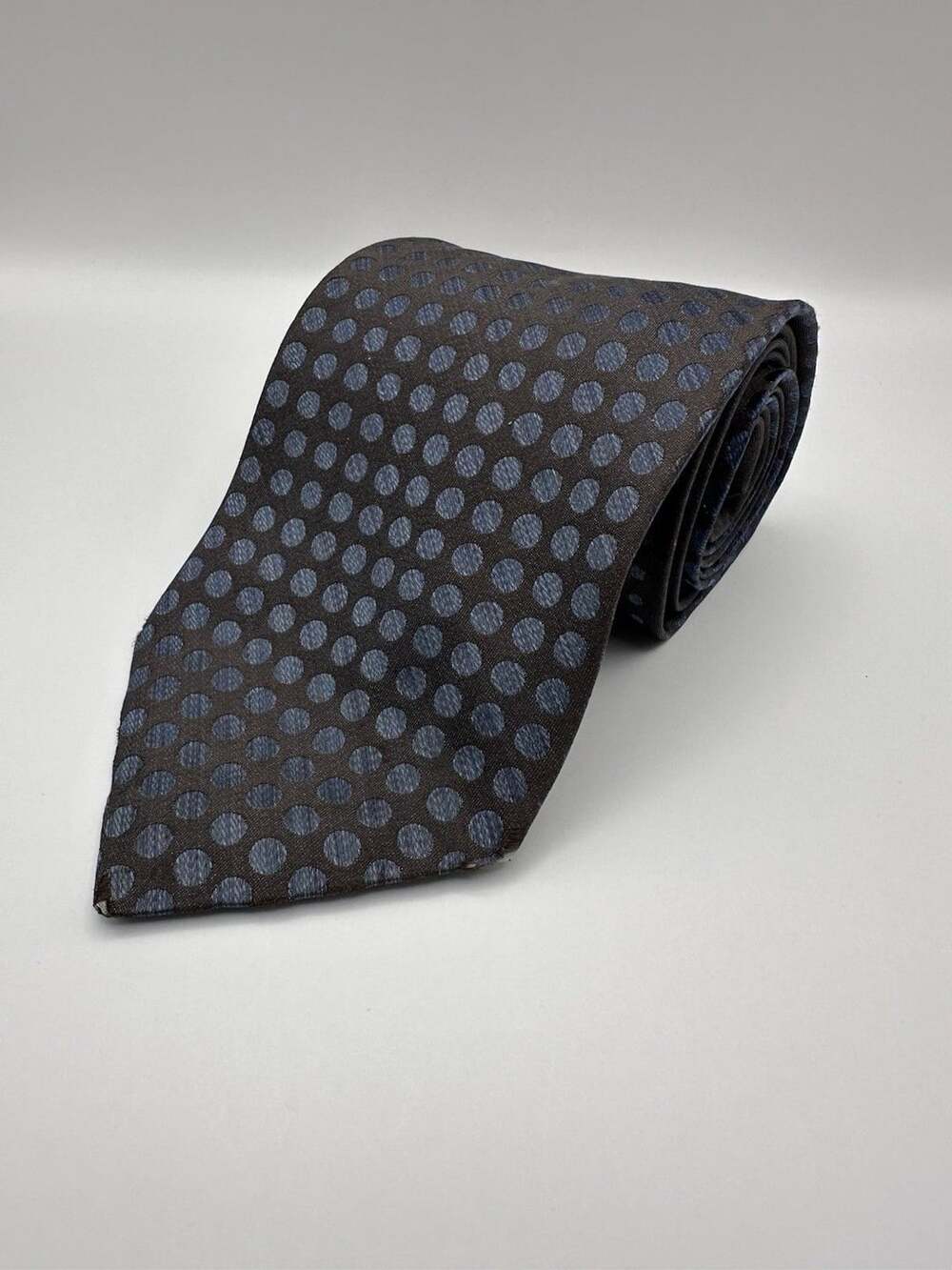 Rare Made In UK Ted Baker Shirtmakers London Men’s Tie Navy Polka Dot 100% Silk